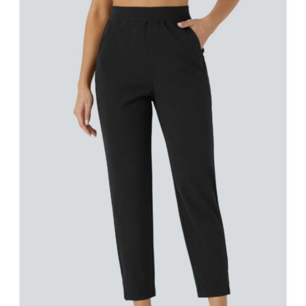 Halara Black Soft Stretchy Back Zip Pocket Pull On Ankle Pants Size XS